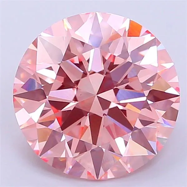 0.46ct Round Lab Grown Diamond (Colour Fancy Vivid Pink, Clarity VVS2, Cut ID, IGI Certified)
