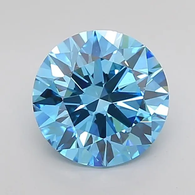 0.92ct Round Lab Grown Diamond (Colour Fancy Vivid Blue, Clarity VS1, Cut EX, IGI Certified)