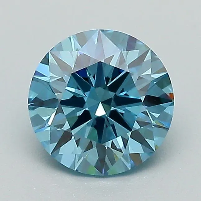 1.08ct Round Lab Grown Diamond (Colour Fancy Vivid Blue, Clarity VVS2, Cut ID, IGI Certified)