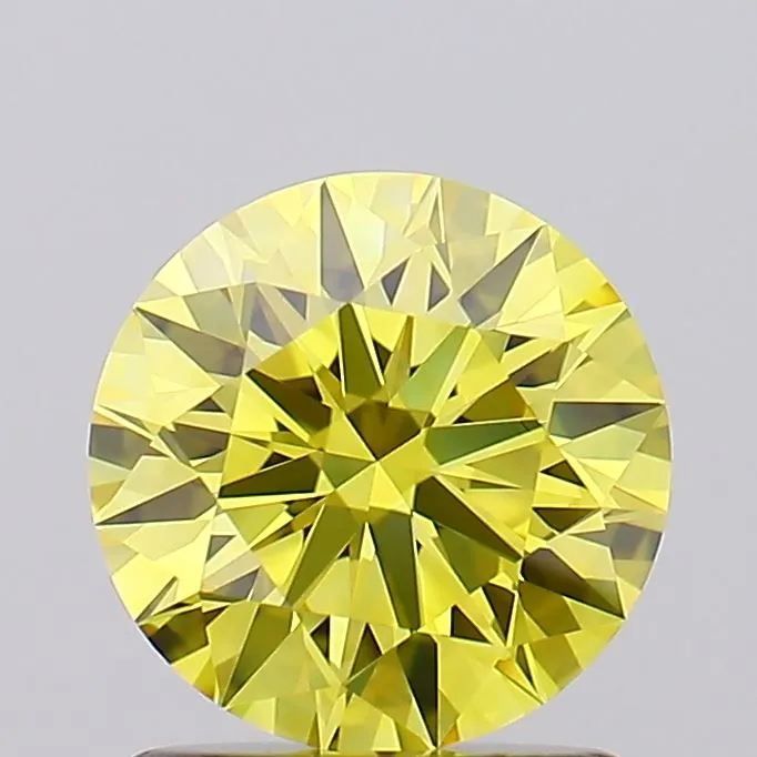 1.22ct Round Lab Grown Diamond (Colour Fancy Vivid Yellow, Clarity VVS2, Cut ID, IGI Certified)