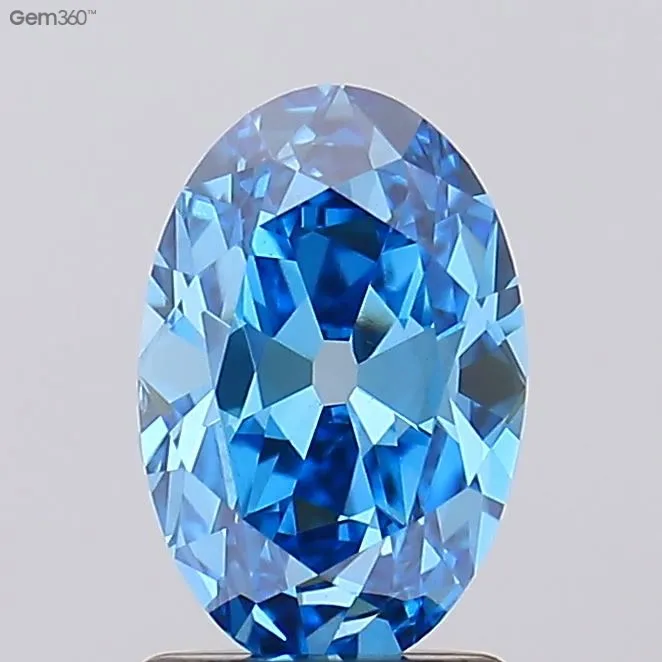 1.53ct Oval Lab Grown Diamond (Colour Fancy Vivid Blue, Clarity VS1, IGI Certified)