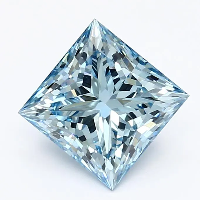 1.77ct Princess Lab Grown Diamond (Colour Fancy Vivid Blue, Clarity VVS2, IGI Certified)