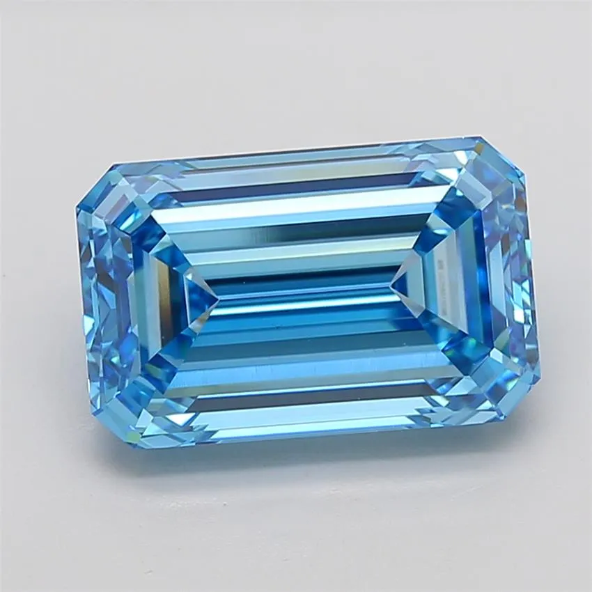 10.09ct Emerald Lab Grown Diamond (Colour Fancy Vivid Blue, Clarity VVS2, IGI Certified)