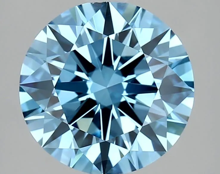 2.00ct Round Lab Grown Diamond (Colour Fancy Vivid Blue, Clarity VVS2, Cut ID, IGI Certified)
