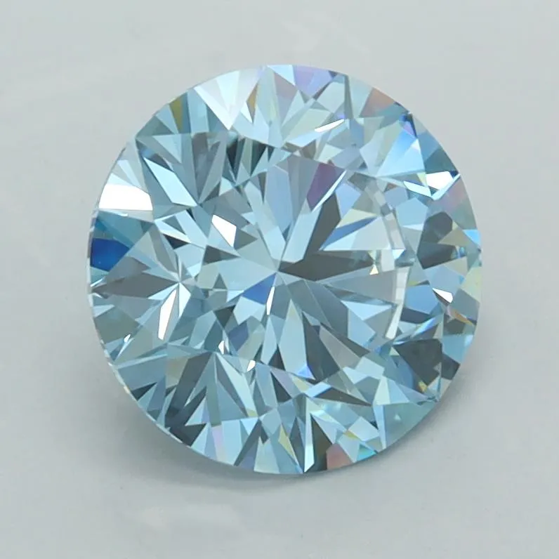 2.00ct Round Lab Grown Diamond (Colour Fancy Vivid Blue, Clarity VVS2, Cut ID, IGI Certified)