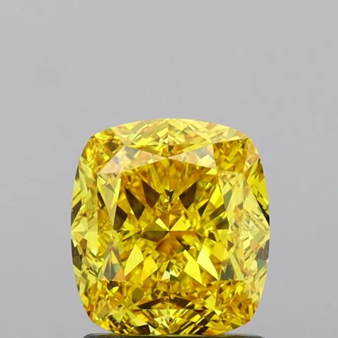 2.04ct Cushion modified Lab Grown Diamond (Colour Fancy Vivid Yellow, Clarity VVS1, IGI Certified)