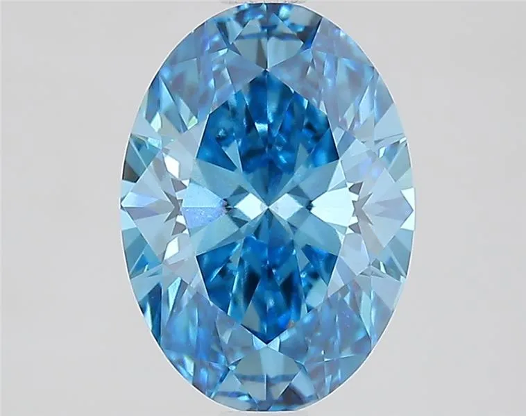 2.07ct Oval Lab Grown Diamond (Colour Fancy Vivid Blue, Clarity VVS2, IGI Certified)