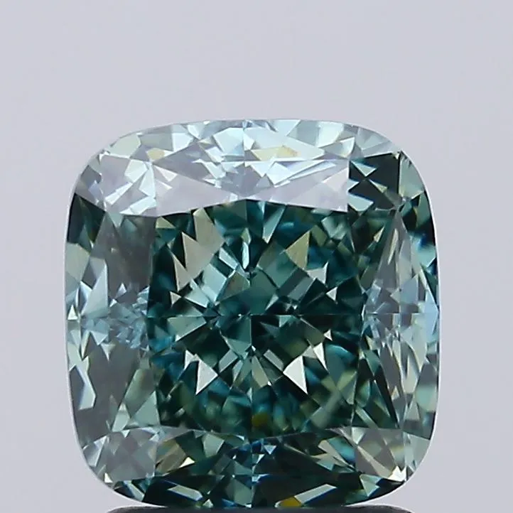 2.08ct Cushion modified Lab Grown Diamond (Colour Fancy Vivid Blueish Green, Clarity VVS2, IGI Certified)