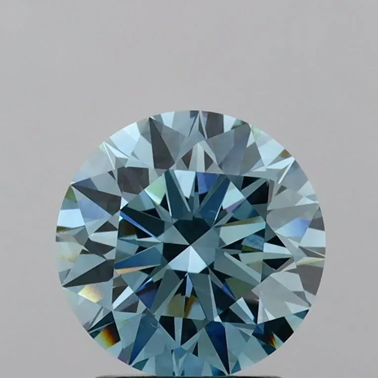 2.08ct Round Lab Grown Diamond (Colour Fancy Vivid Blue, Clarity VVS1, Cut ID, IGI Certified)