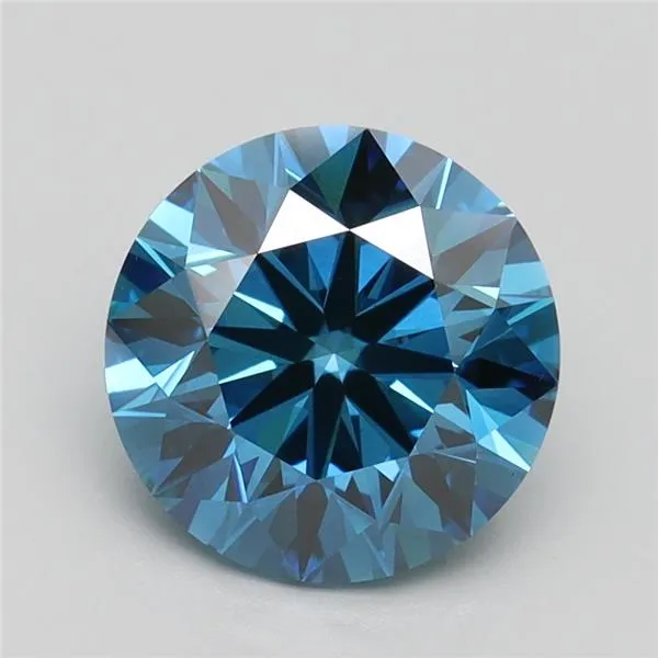 2.16ct Round Lab Grown Diamond (Colour Fancy Vivid Blue, Clarity VS1, Cut ID, IGI Certified)