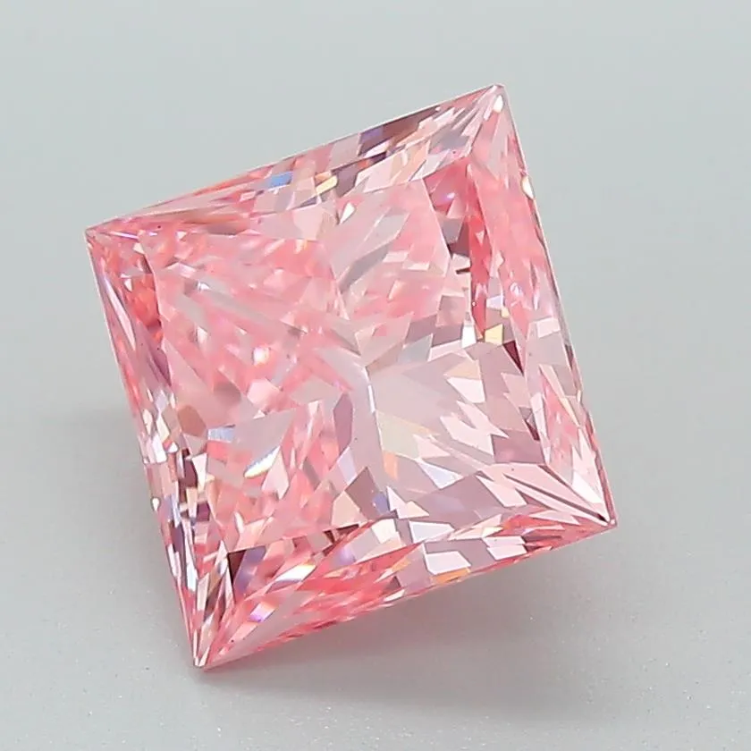 2.52ct Princess Lab Grown Diamond (Colour Fancy Vivid Pink, Clarity VS1, IGI Certified)