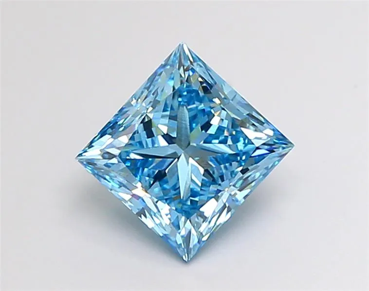 2.53ct Princess Lab Grown Diamond (Colour Fancy Vivid Blue, Clarity VVS2, IGI Certified)