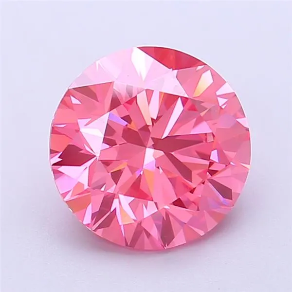 2.53ct Round Lab Grown Diamond (Colour Fancy Vivid Pink, Clarity VVS2, Cut ID, IGI Certified)