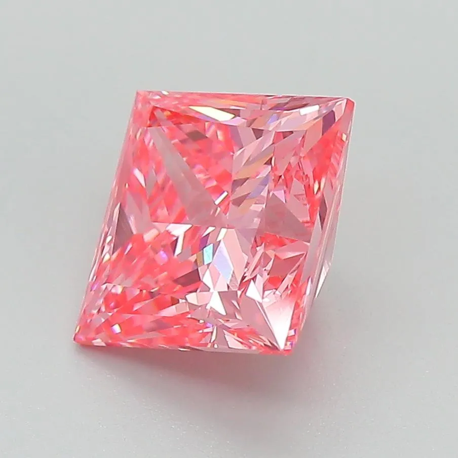 2.60ct Princess Lab Grown Diamond (Colour Fancy Vivid Pink, Clarity VS1, IGI Certified)