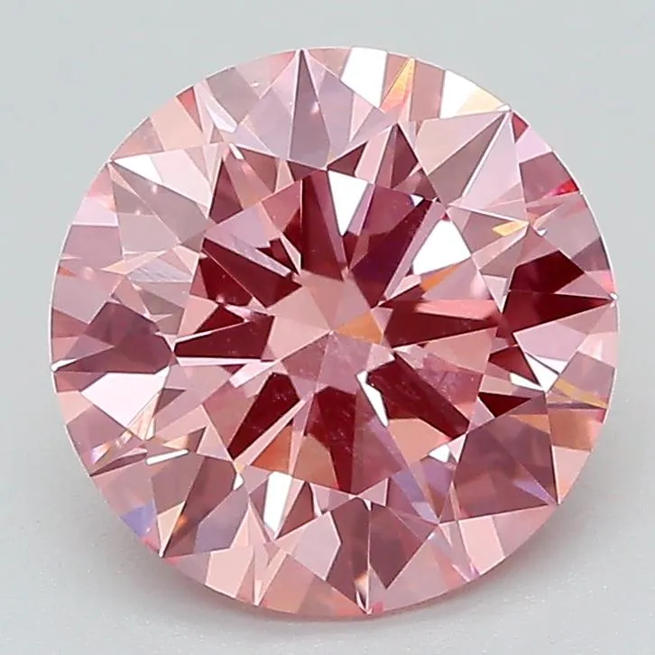 2.60ct Round Lab Grown Diamond (Colour Fancy Vivid Pink, Clarity VVS2, Cut ID, IGI Certified)