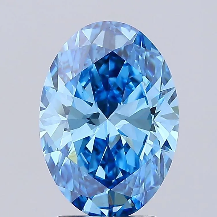 2.70ct Oval Lab Grown Diamond (Colour Fancy Vivid Blue, Clarity VVS2, IGI Certified)