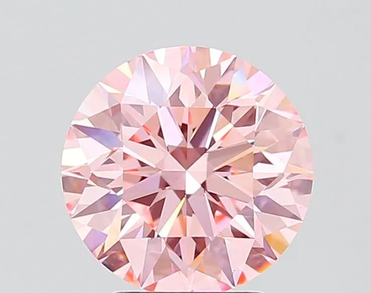 2.86ct Round Lab Grown Diamond (Colour Fancy Vivid Pink, Clarity VVS2, Cut EX, IGI Certified)