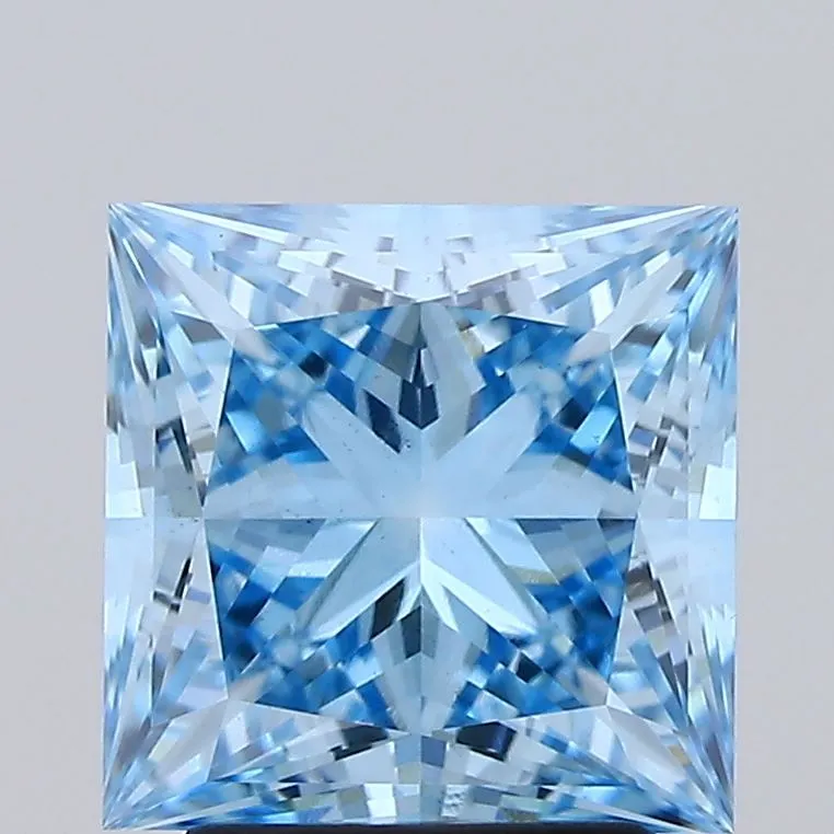2.93ct Princess Lab Grown Diamond (Colour Fancy Vivid Blue, Clarity VS2, IGI Certified)