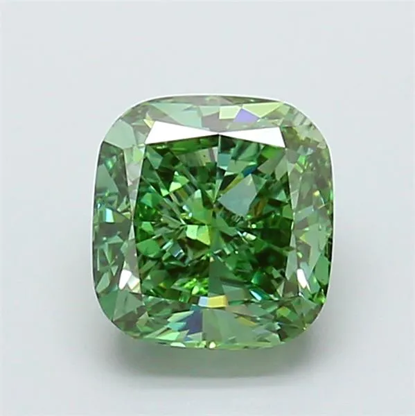 3.00ct Cushion modified Lab Grown Diamond (Colour Fancy Vivid Green, Clarity VS1, IGI Certified)