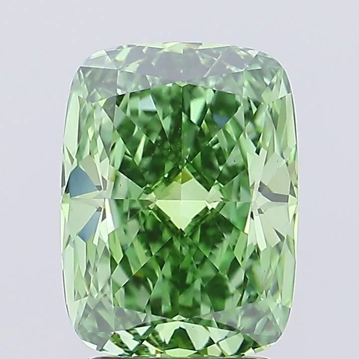 3.01ct Cushion modified Lab Grown Diamond (Colour Fancy Vivid Green, Clarity VS1, IGI Certified)