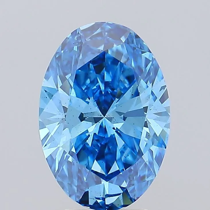 3.01ct Oval Lab Grown Diamond (Colour Fancy Vivid Blue, Clarity VS2, IGI Certified)