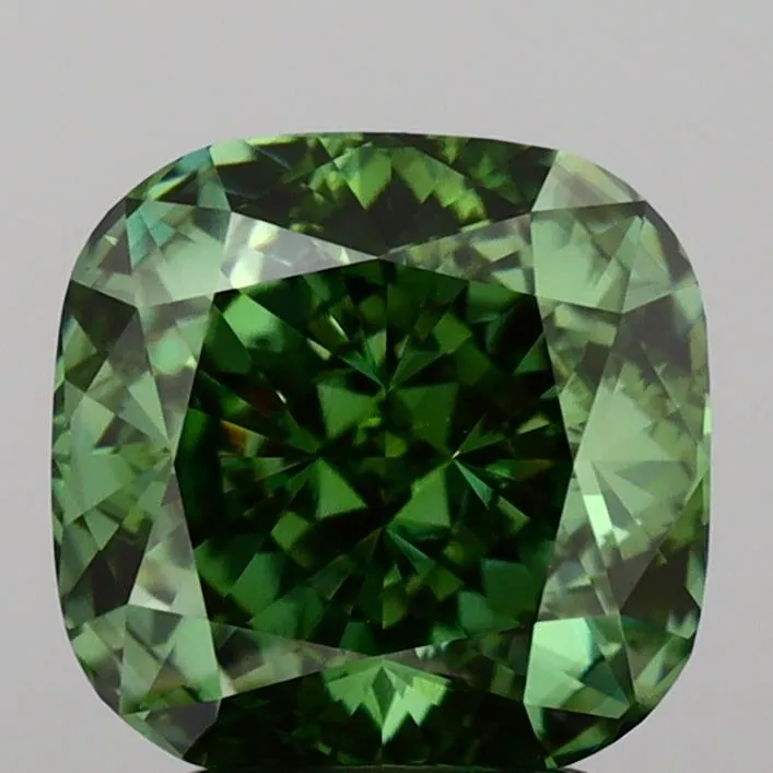 3.02ct Cushion modified Lab Grown Diamond (Colour Fancy Vivid Green, Clarity VS1, IGI Certified)