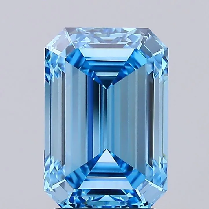 3.02ct Emerald Lab Grown Diamond (Colour Fancy Vivid Blue, Clarity IF, IGI Certified)