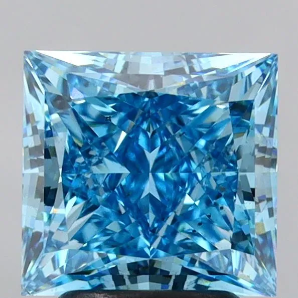 3.02ct Princess Lab Grown Diamond (Colour Fancy Vivid Blue, Clarity VS2, IGI Certified)