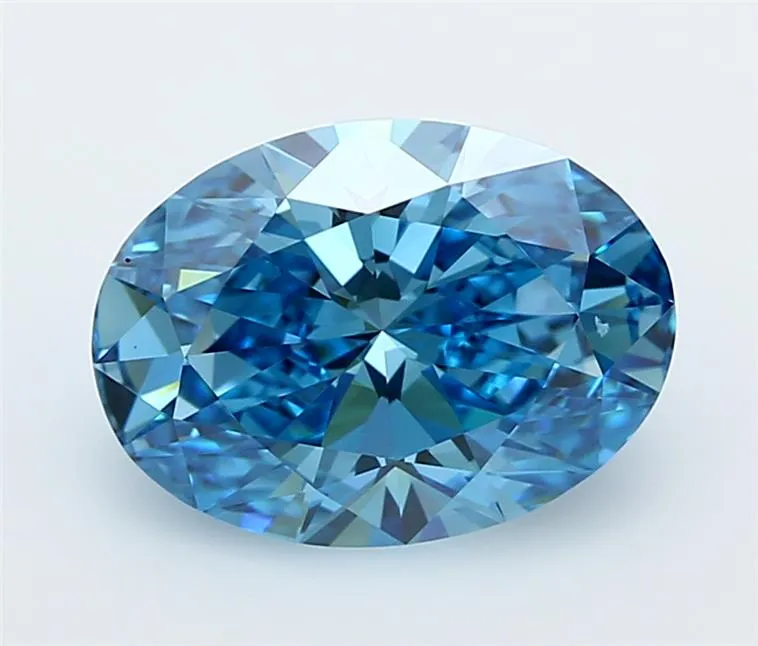3.03ct Oval Lab Grown Diamond (Colour Fancy Vivid Blue, Clarity VVS2, IGI Certified)