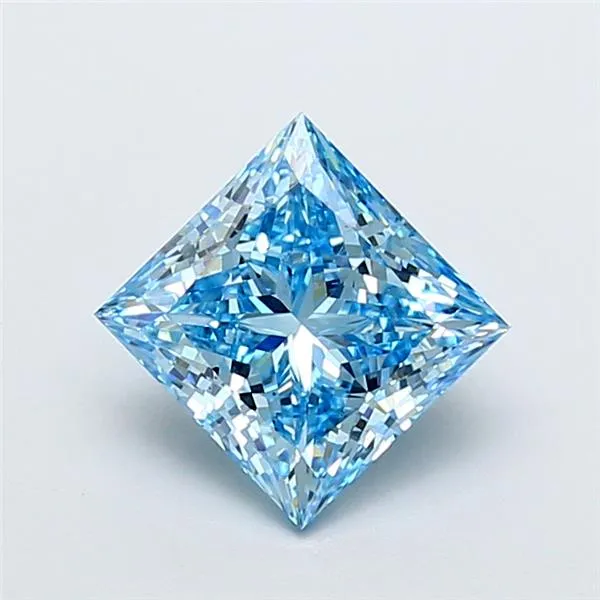 3.03ct Princess Lab Grown Diamond (Colour Fancy Vivid Blue, Clarity VS2, IGI Certified)