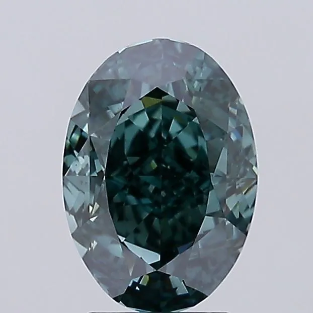 3.05ct Oval Lab Grown Diamond (Colour Fancy Deep Blueish Green, Clarity VS1, IGI Certified)