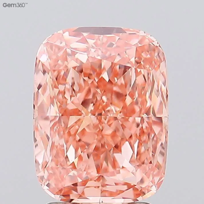 3.06ct Cushion modified Lab Grown Diamond (Colour Fancy Vivid Orangey Pink, Clarity VVS2, IGI Certified)