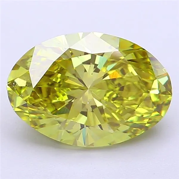 3.06ct Oval Lab Grown Diamond (Colour Fancy Vivid Green, Clarity VVS2, IGI Certified)