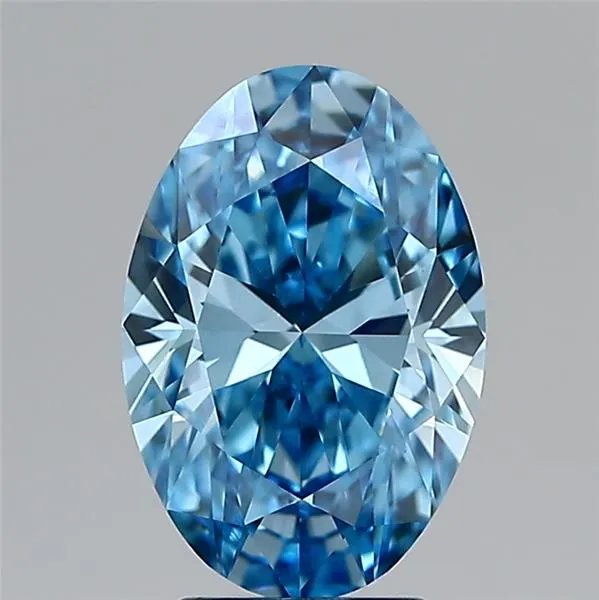 3.09ct Oval Lab Grown Diamond (Colour Fancy Vivid Blue, Clarity VVS2, IGI Certified)