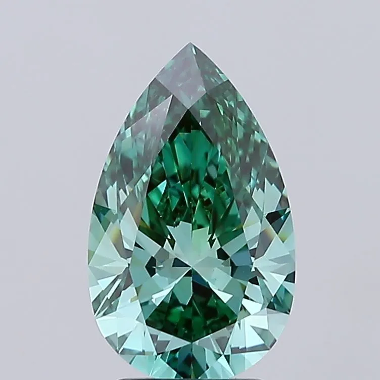 3.09ct Pear Lab Grown Diamond (Colour Fancy Vivid Green, Clarity VVS2, IGI Certified)