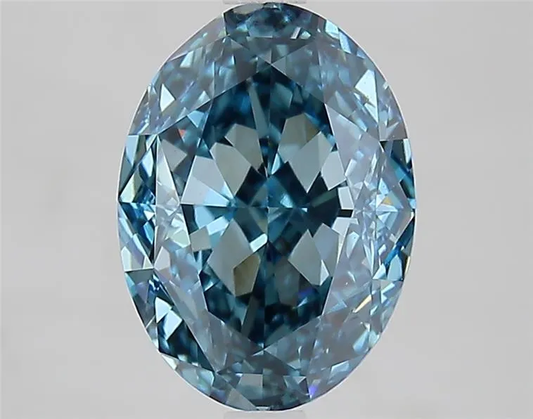 3.10ct Oval Lab Grown Diamond (Colour Fancy Vivid Blue, Clarity VVS2, IGI Certified)