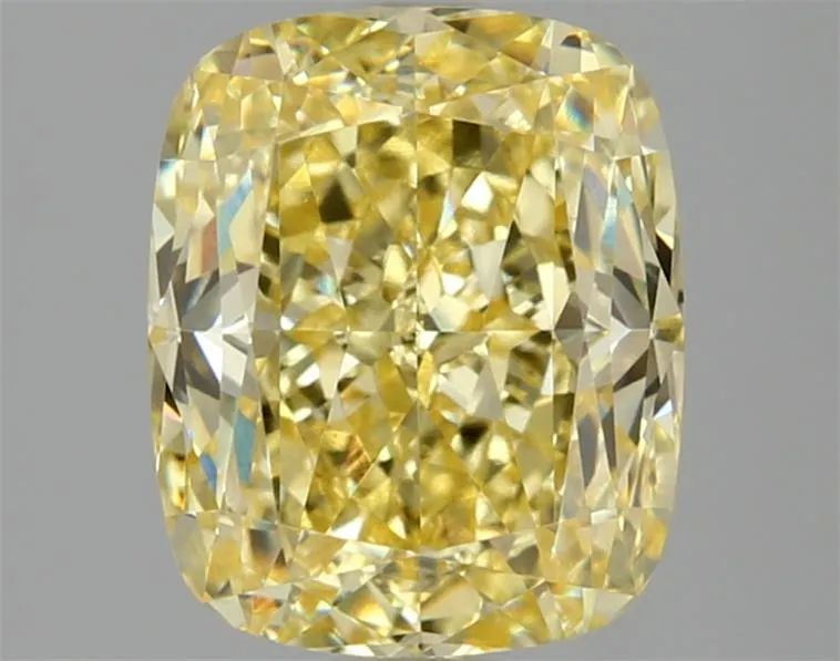 3.11ct Cushion modified Lab Grown Diamond (Colour Fancy Vivid Yellow, Clarity VS1, IGI Certified)