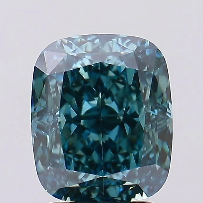 3.14ct Cushion modified Lab Grown Diamond (Colour Fancy Vivid Green, Clarity VVS2, IGI Certified)