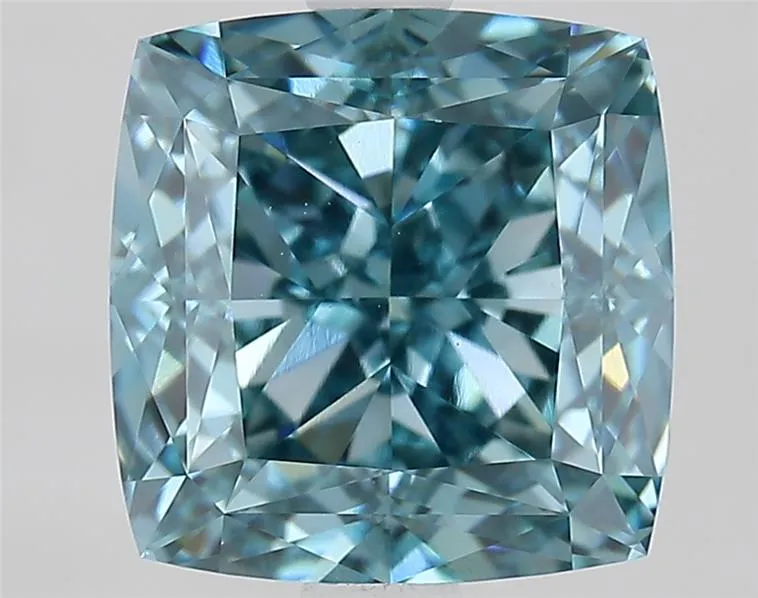 3.19ct Cushion modified Lab Grown Diamond (Colour Fancy Vivid Green Blue, Clarity VS1, IGI Certified)
