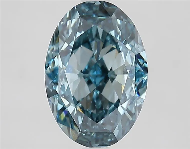 3.23ct Oval Lab Grown Diamond (Colour Fancy Intense Greenish Blue, Clarity VS1, IGI Certified)