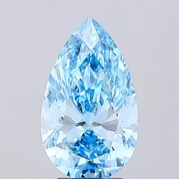 3.26ct Pear Lab Grown Diamond (Colour Fancy Vivid Blue, Clarity VVS1, IGI Certified)