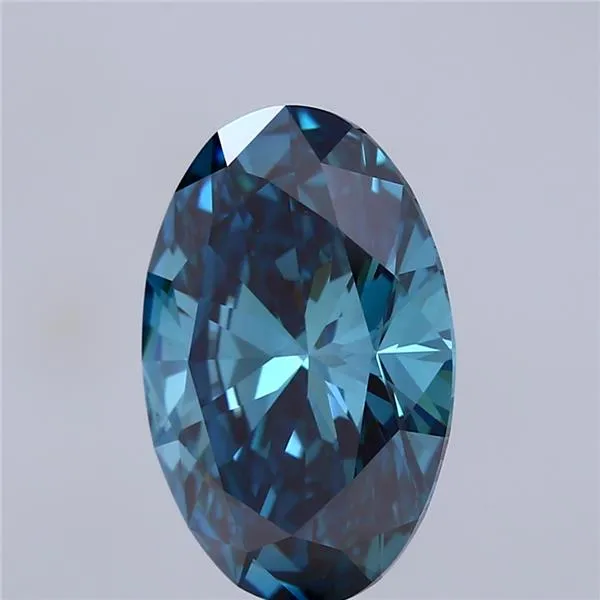 3.42ct Oval Lab Grown Diamond (Colour Fancy Deep Green Blue, Clarity VS1, IGI Certified)
