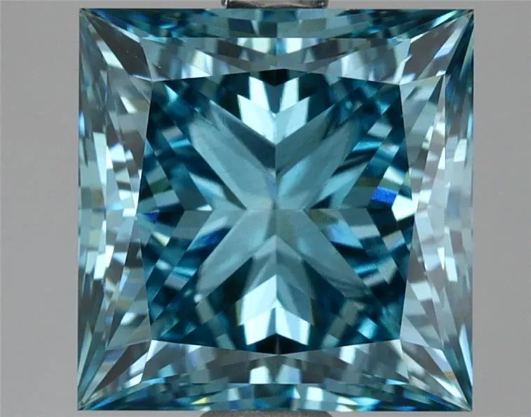 3.52ct Princess Lab Grown Diamond (Colour Fancy Vivid Blue, Clarity VS2, IGI Certified)