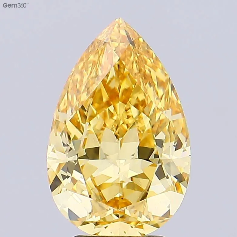 3.71ct Pear Lab Grown Diamond (Colour Fancy Vivid Brownish Yellow, Clarity VVS2, IGI Certified)