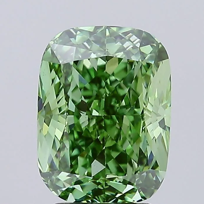 3.89ct Cushion modified Lab Grown Diamond (Colour Fancy Vivid Green, Clarity VS1, IGI Certified)