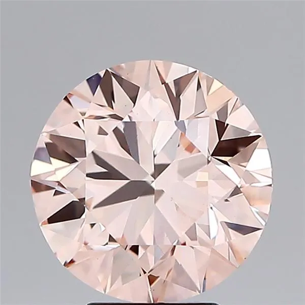 4.00ct Round Lab Grown Diamond (Colour Fancy Light Orangey Pink, Clarity VS1, Cut ID, IGI Certified)