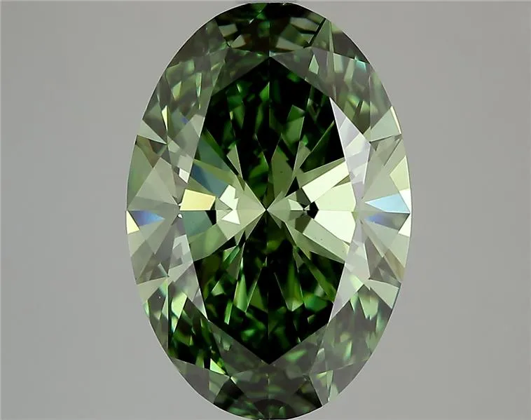 4.02ct Oval Lab Grown Diamond (Colour Fancy Vivid Green, Clarity VVS2, Cut GD, IGI Certified)