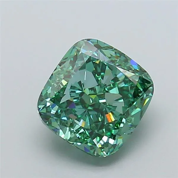 4.03ct Cushion modified Lab Grown Diamond (Colour Fancy Vivid Green, Clarity VVS2, IGI Certified)