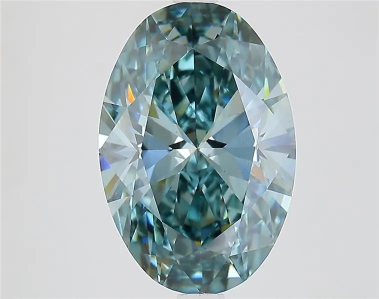 4.13ct Oval Lab Grown Diamond (Colour Fancy Vivid Greenish Blue, Clarity VS1, IGI Certified)
