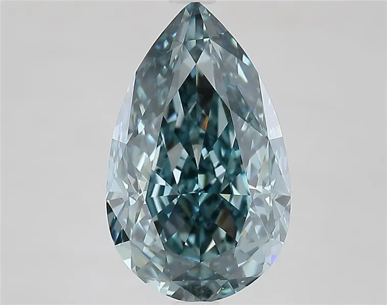 4.33ct Pear Lab Grown Diamond (Colour Fancy Vivid Green Blue, Clarity VVS2, IGI Certified)